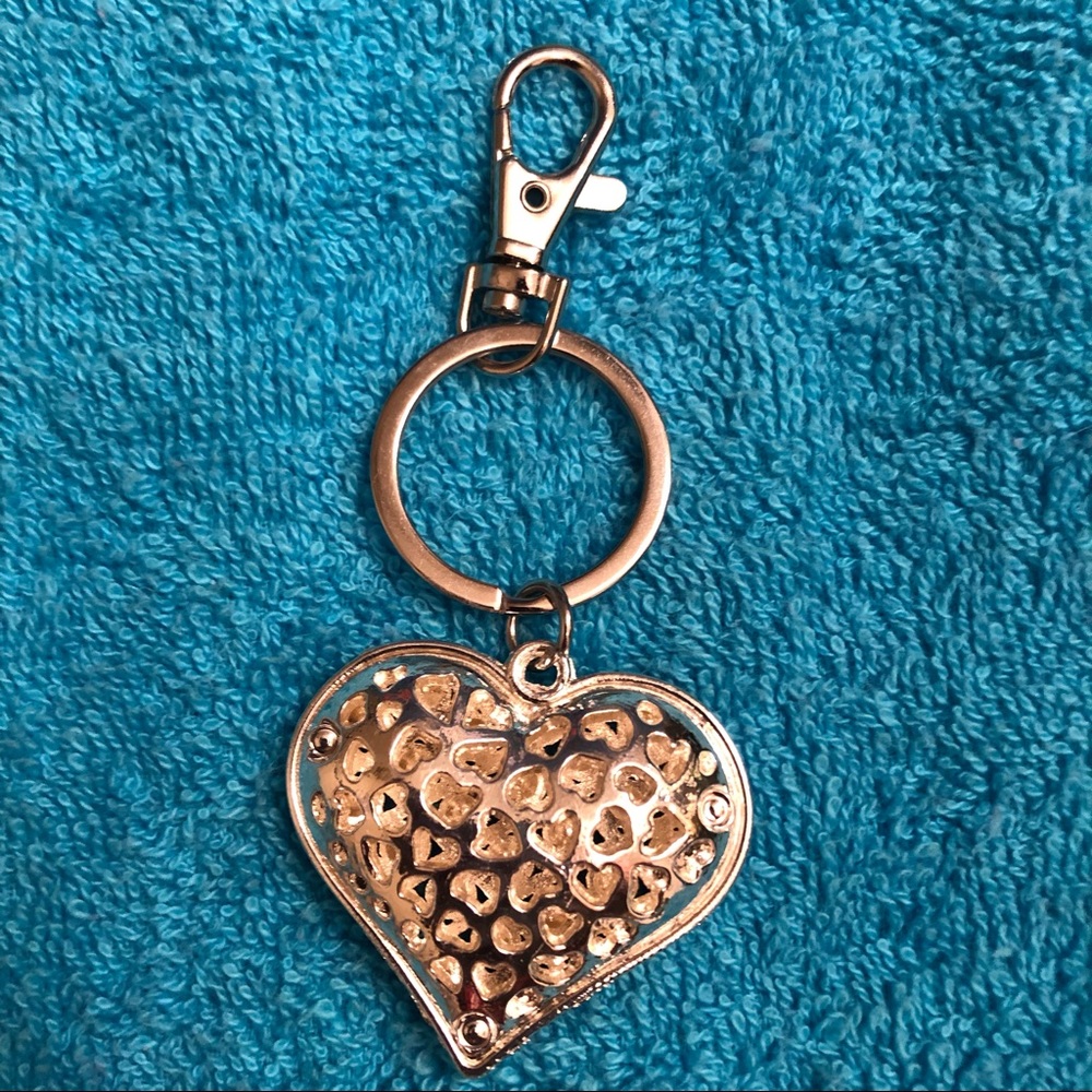 Vintage heavy & super sparkly heart key chain - Picture 2 of 4